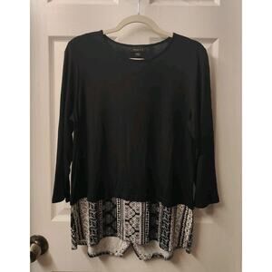 J. Jill Stylish Wearever Crew-Neck Women's Top Black & White Size Medium